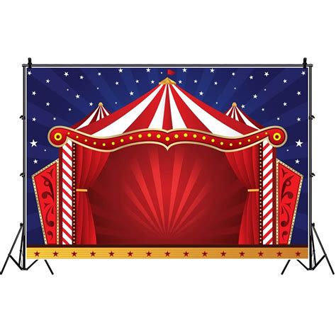 Buy Laeacco Cartoon Red White Stripes Circus Stage Red Curtain Backdrop