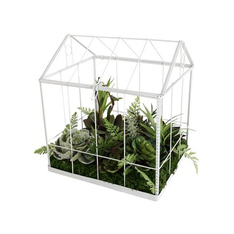A And B Home 10 Artificial Succulent Garden In Greenhouse Greenwhite