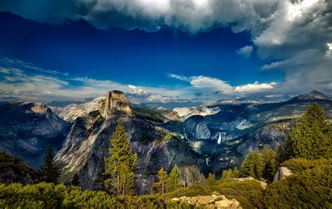 Mountain Landscape Under Blue Sky At Yosemite National Park California