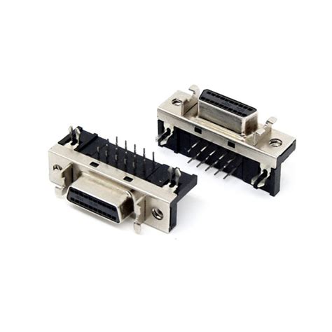Header Right Angle Mount Type Scsi Mdr 20 Pin Female Connector For Pcb