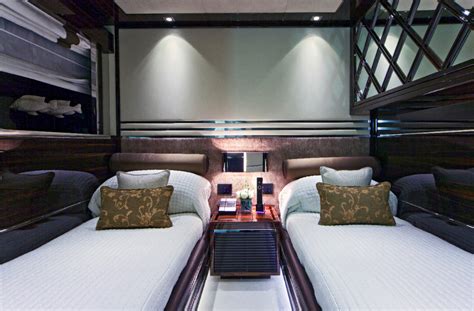 Motor Yacht Manifiq Twin Guest Cabin Interior By Luca Dini Design