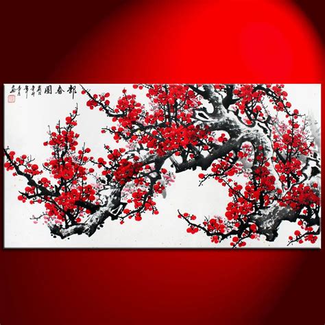 Cherry Blossom Red And Black Japanese Wallpaper Mural Wall
