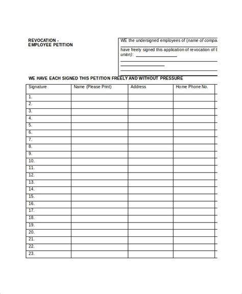 Petition Form Template Printable Printable Forms Free Online