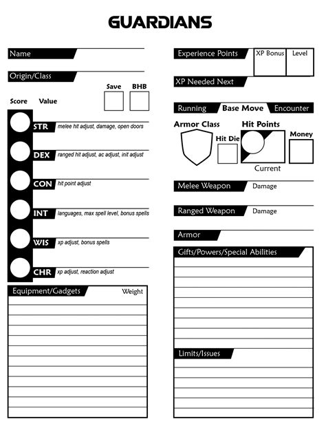 Adandd 2nd Edition Skills And Powers Character Sheet