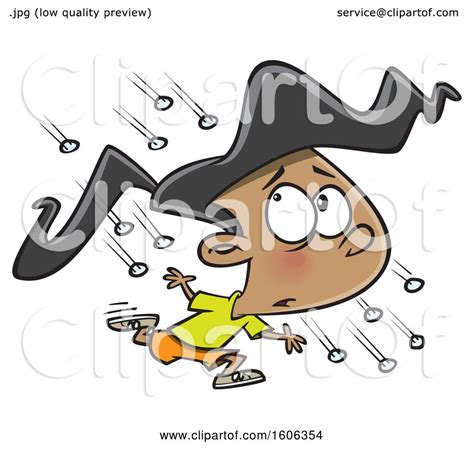 Clipart Of A Cartoon Girl Running In A Hail Storm Royalty Free Vector