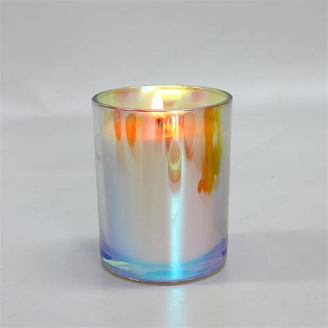Unique Holographic Electroplated Iridescent Empty Glass Candle Jars