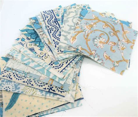 50 Piece Floral Fabric Charm Pack Squares Duck Egg Blue Etsy