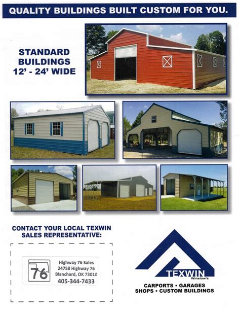 We offer a wide variety of. Carports - Garages (Texwin Products) - Highway 76 Sales