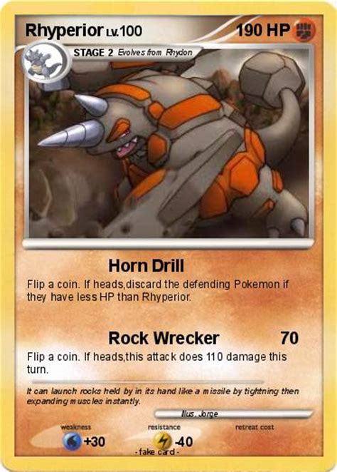 See more ideas about pokemon art, new pokemon, cool pokemon. Pokémon Rhyperior 73 73 - Horn Drill - My Pokemon Card