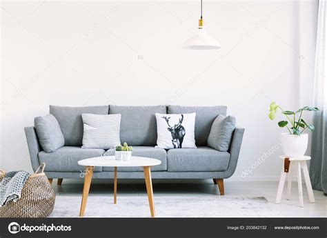 If you hear 'simplicity' and smile, this is the article for you. Simple Interior Bright Living Room White Pillows Gray Sofa ...