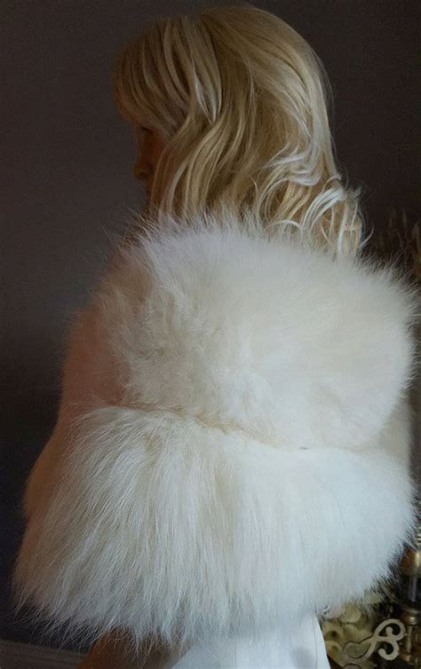 Luxury Vintage White Fox Stole Genuine Arctic Fox Fur Stole Bridal