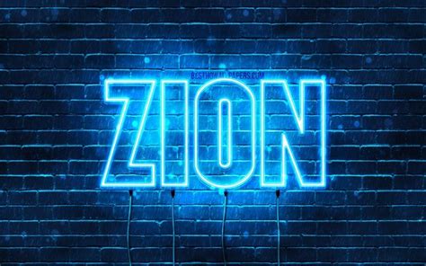 Download Wallpapers Zion 4k Wallpapers With Names Horizontal Text Zion Name Blue Neon