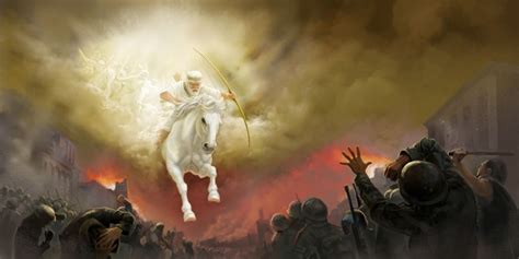 Jesús En Un Caballo Blanco Los Ejércitos De Los Cielos Lo Siguen