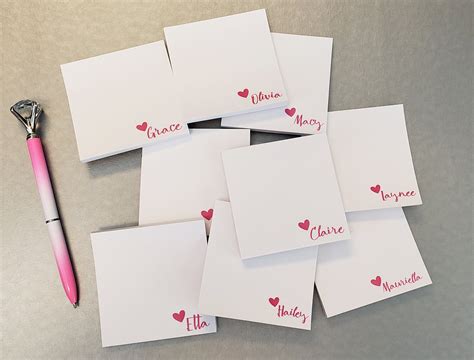 Personalized Sticky Notes With Cute Heart And Custom Name Etsy