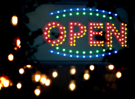 Illuminated Open Shop Sign Free Stock Photo Public Domain Pictures