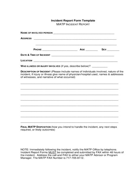 Printable Incident Report Form