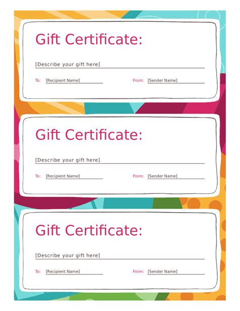 Free Fillable Printable Gift Certificates Printable Templates