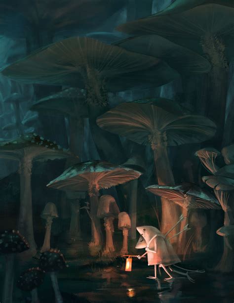 Artstation Mushroom Forest To Ryong Forest Drawing Fantasy Art