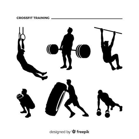 Free Vector Crossfit Man Training Silhouette Collection