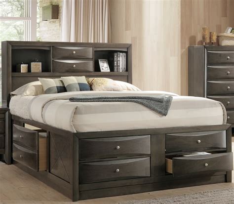 Ireland Gray Oak King Bookcase Storage Bed 1stopbedrooms