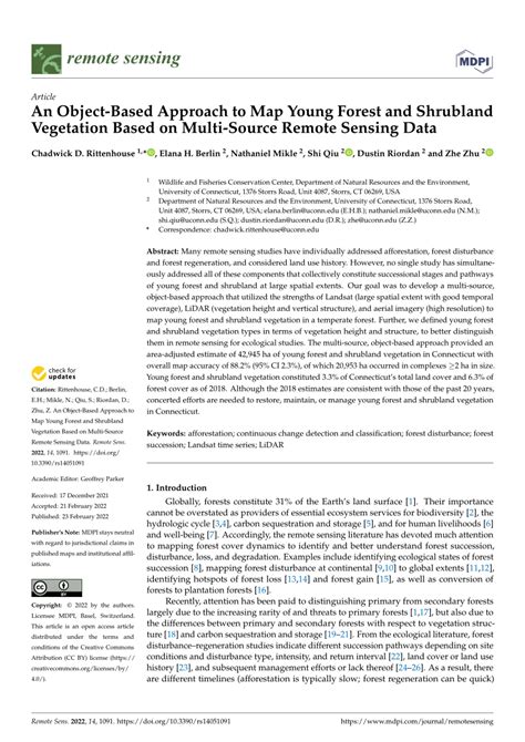 Pdf An Object Based Approach To Map Young Forest And Shrubland