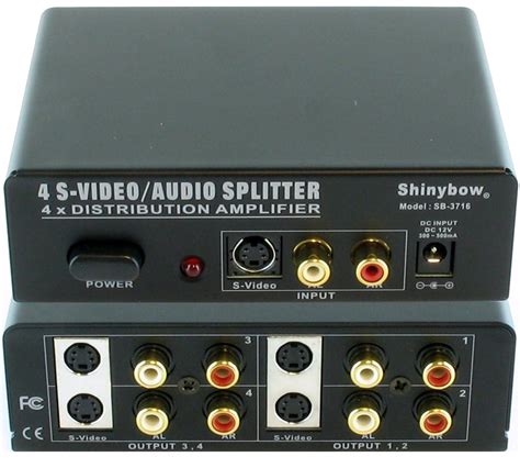1x4 S Video Stereo Audio Splitter Distribution Amplifier Ani Av Inc