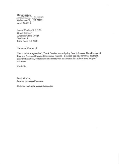 Free Printable Letter Of Resignation Form Generic