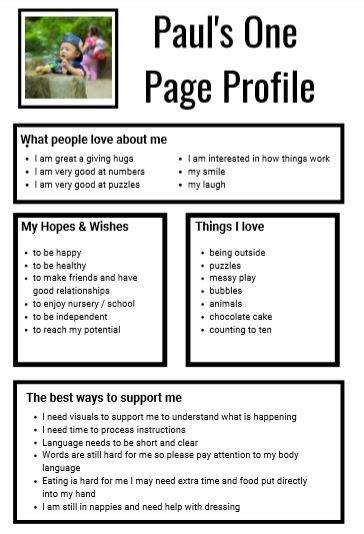 One Page Profile The Autism Page Including Templates