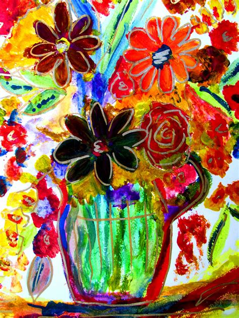 Colormehappy Flowers In A Vase A Colorful And Cheerful Art Project