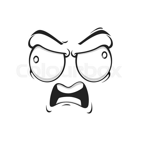 Cartoon Angry Face Vector Furious Yelling Emoji Stock Vector Colourbox