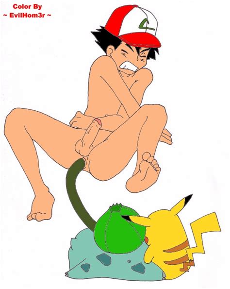 Rule 34 Anal Bulbasaur Human Interspecies Male Male Ambiguous Nintendo Pikachu Pokémon