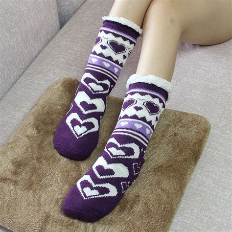 1pair New Winter Keep Warm Thicken Socks Snow Floor Sock Women Cute Cotton Plush Flip Flop