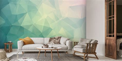 Triangular Pastels Wallpaper Mural Wallsauce Us