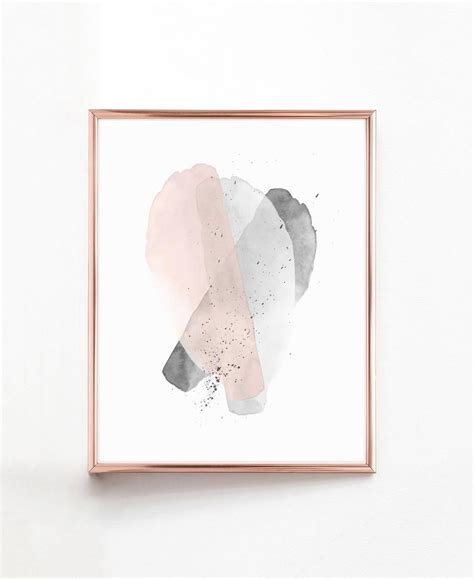Blush Pink And Grey Abstract Art Watercolor Printable Art Etsy