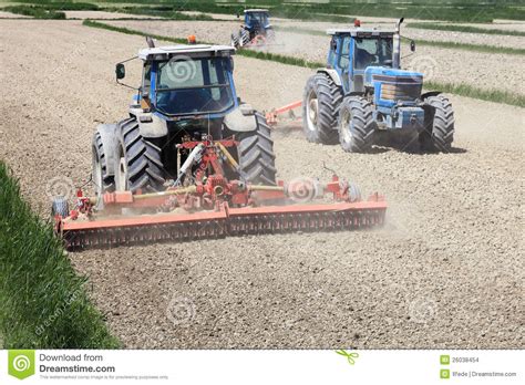 Tractors Farming Stock Photo Image Of Cultivation Field 26038454