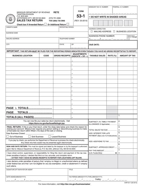 Missouri Sales Tax Form 53 1 Instruction Fill Out And Sign Printable