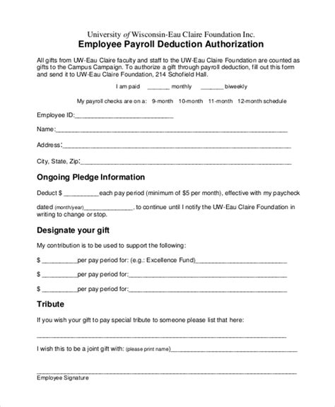 Free 14 Sample Payrolle Deduction Forms In Pdf 2da