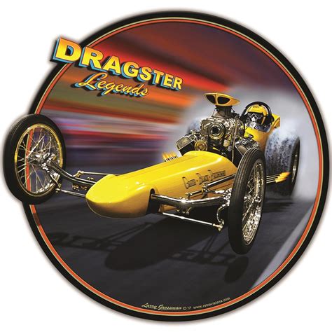 Dragster Legends Vintage Metal Sign 16 Round Lgb011 California Car