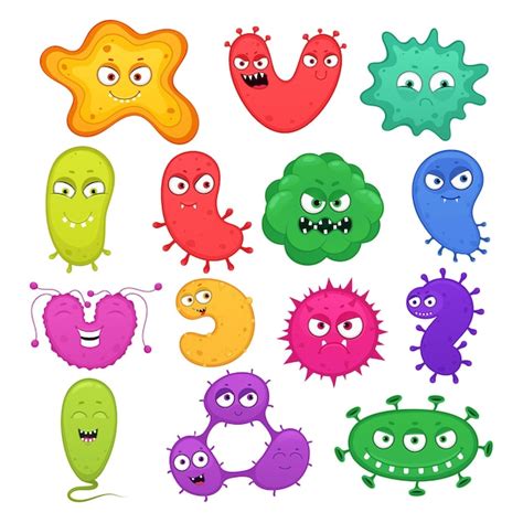 Premium Vector Set Of Microbes Bacteria Viruses Various Shapes And