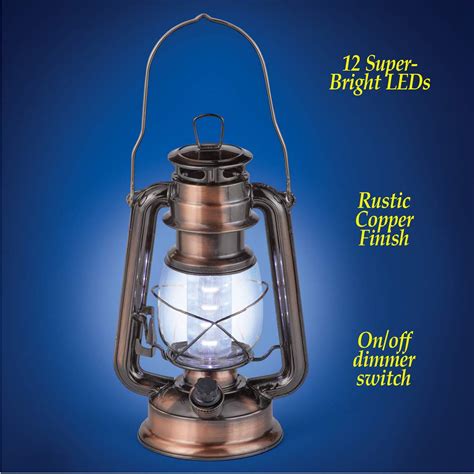 Galleon Northpoint Vintage Style Copper Hurricane Lantern With 12 Led