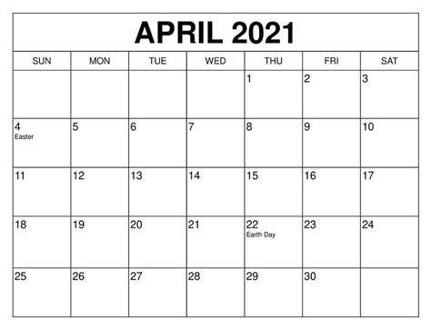 Free printable april 2021 calendar. Printable 2021 April Calendar - Free Latest Calendar & Holidays