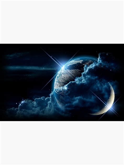 Amazing Space Space Stars Moon Earth Clouds Planet Art Poster For