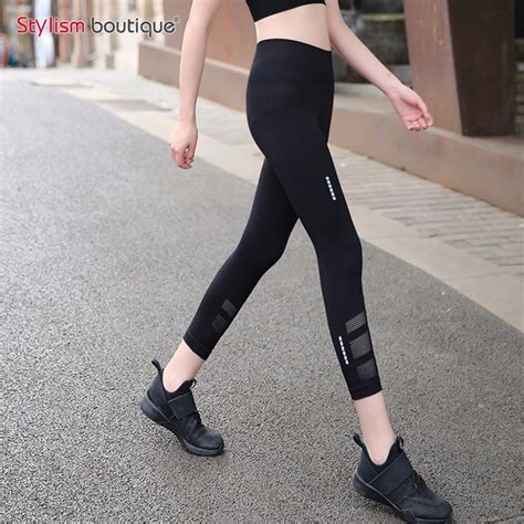 2018 New Mesh Splice Leggings Women Sexy Net Yarn Slim Fitness Woman