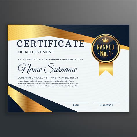 Certificate Template With Golden And Black Shapes Vector Download