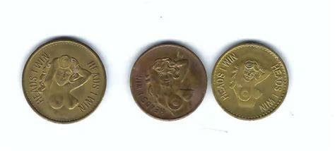 3 VINTAGE NUDE Busty Woman Heads Tails Adult Peepshow Coins Tokens Xxx