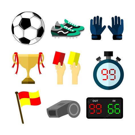 Conjunto De Ilustración De Deporte De Fútbol Relacionados Con Objetos
