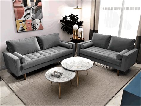 Grey Womble 2 Piece Living Room Set