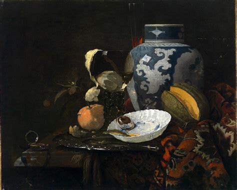 Still Life With Ginger Pot And Porcelain Bowl Painting By