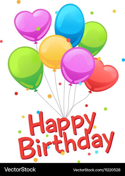 Happy Birthday Balloons Card Template Royalty Free Vector