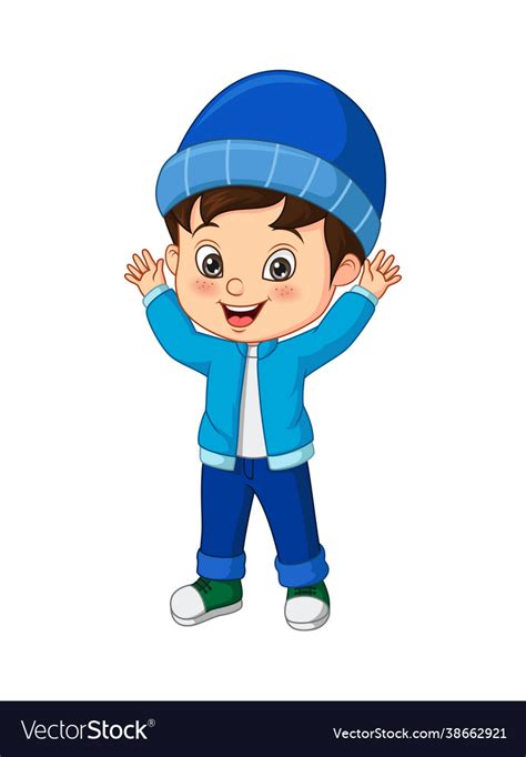 Cartoon Little Boy Wearing Warm Clothes Royalty Free Vector